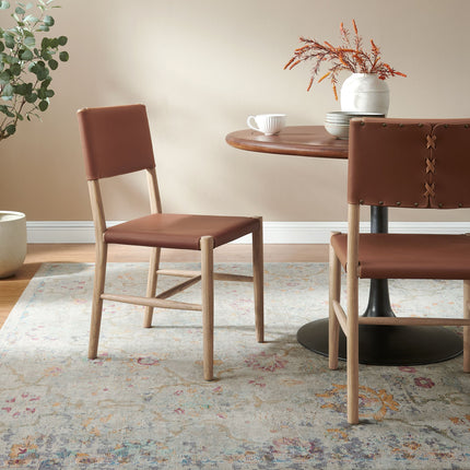 Modway EEI-7240 Dover Wood Vegan Leather Dining Side Chairs Set of 2 Modway
