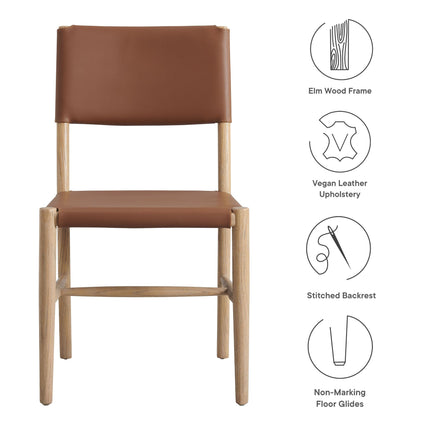 Modway EEI-7240 Dover Wood Vegan Leather Dining Side Chairs Set of 2 Modway