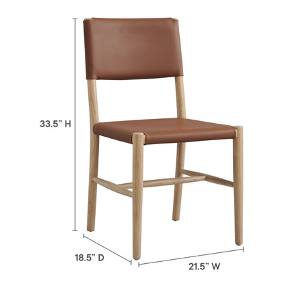 Modway EEI-7240 Dover Wood Vegan Leather Dining Side Chairs Set of 2 Modway