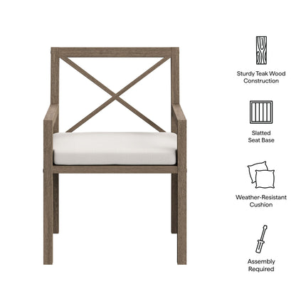 Modway EEI-7253 Northlake Outdoor Patio Teak Dining Armchair Modway