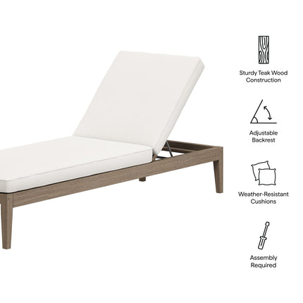 Modway EEI-7256 Northlake Outdoor Patio Teak Chaise Lounge Modway