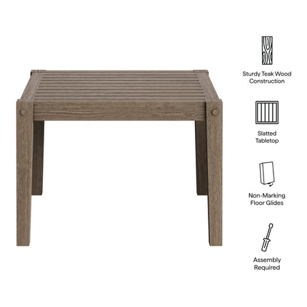 Modway EEI-7258 Northlake Square Outdoor Patio Teak Side Table Modway