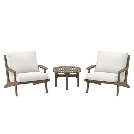 Modway EEI-7267 Saratoga 3-Piece Outdoor Patio Teak Wood Furniture Set with Lounge Chairs and Side Table Modway