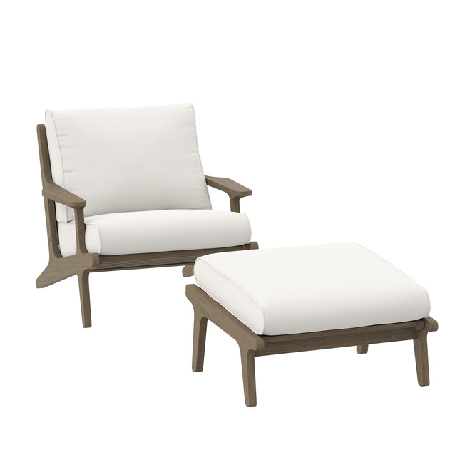 Modway EEI-7268 Saratoga Outdoor Patio Teak Wood Chair and Ottoman Set Modway