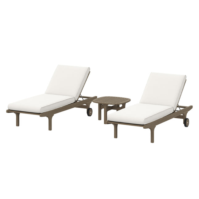 Modway EEI-7269 Saratoga Outdoor Patio Teak Wood 3-Piece Chaise Lounge Furniture Set Modway