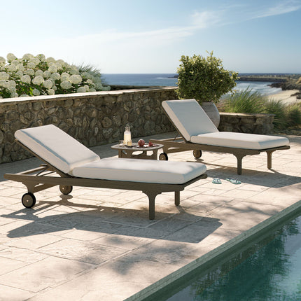 Modway EEI-7269 Saratoga Outdoor Patio Teak Wood 3-Piece Chaise Lounge Furniture Set Modway