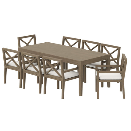 Modway EEI-7271 Northlake 9-Piece Outdoor Patio Teak Wood Dining Set Modway