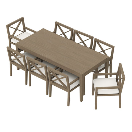 Modway EEI-7271 Northlake 9-Piece Outdoor Patio Teak Wood Dining Set Modway