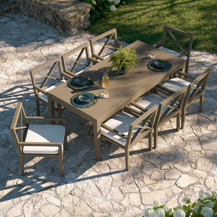 Modway EEI-7271 Northlake 9-Piece Outdoor Patio Teak Wood Dining Set Modway