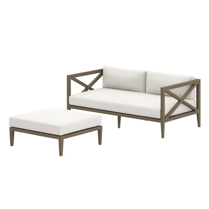 Modway EEI-7273 Northlake Outdoor Patio Teak Wood Loveseat and Ottoman Set Modway