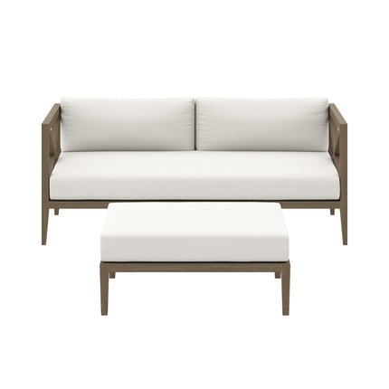 Modway EEI-7273 Northlake Outdoor Patio Teak Wood Loveseat and Ottoman Set Modway