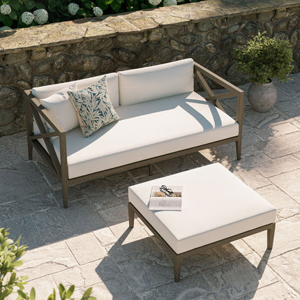 Modway EEI-7273 Northlake Outdoor Patio Teak Wood Loveseat and Ottoman Set Modway