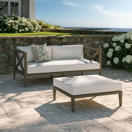 Modway EEI-7273 Northlake Outdoor Patio Teak Wood Loveseat and Ottoman Set Modway