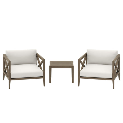 Modway EEI-7275 Northlake 3-Piece Outdoor Patio Teak Wood Furniture Set with Armchair and Side Table Modway