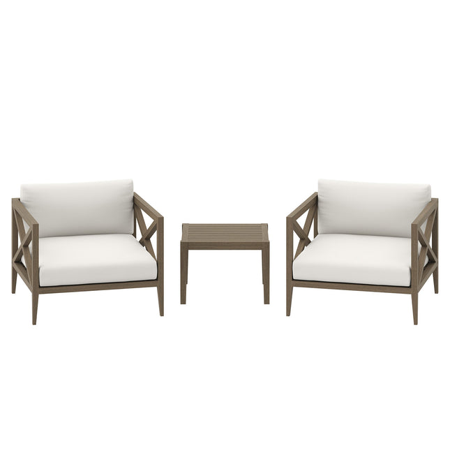 Modway EEI-7275 Northlake 3-Piece Outdoor Patio Teak Wood Furniture Set with Armchair and Side Table Modway