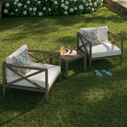 Modway EEI-7275 Northlake 3-Piece Outdoor Patio Teak Wood Furniture Set with Armchair and Side Table Modway