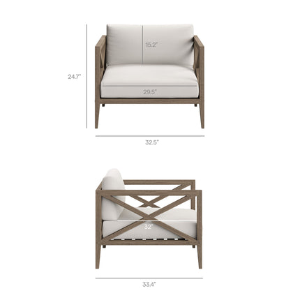 Modway EEI-7275 Northlake 3-Piece Outdoor Patio Teak Wood Furniture Set with Armchair and Side Table Modway
