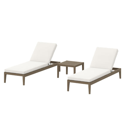 Modway EEI-7276 Northlake 3-Piece Outdoor Patio Teak Wood Furniture Set with Chaise Lounges and Side Table Modway