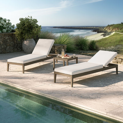 Modway EEI-7276 Northlake 3-Piece Outdoor Patio Teak Wood Furniture Set with Chaise Lounges and Side Table Modway