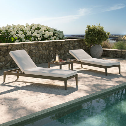 Modway EEI-7276 Northlake 3-Piece Outdoor Patio Teak Wood Furniture Set with Chaise Lounges and Side Table Modway