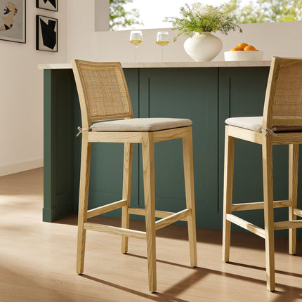 Modway EEI-7289 Ovard Wood and Rattan Bar Stool Modway