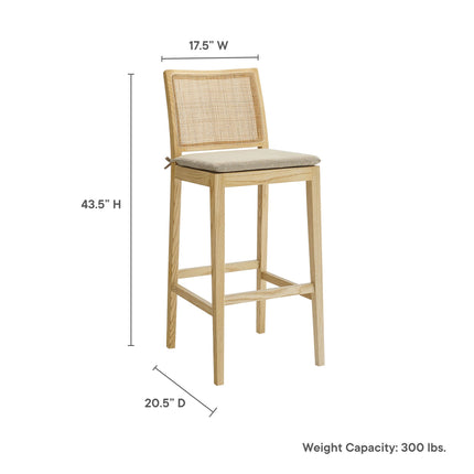 Modway EEI-7289 Ovard Wood and Rattan Bar Stool Modway