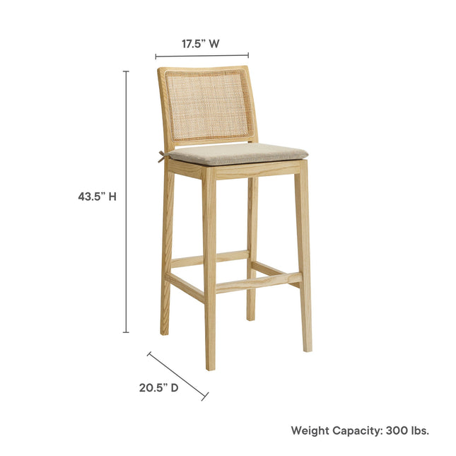Modway EEI-7289 Ovard Wood and Rattan Bar Stool Modway