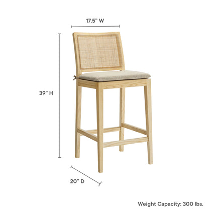 Modway EEI-7290 Ovard Wood and Rattan Counter Stool Modway