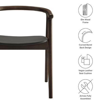 Modway EEI-7291 Henry Vegan Leather and Wood Dining Chair Modway