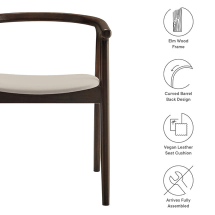 Modway EEI-7291 Henry Vegan Leather and Wood Dining Chair Modway