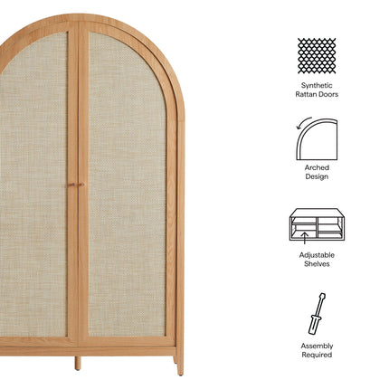 Modway EEI-7294 Calista 79" Tall Wide Rattan Arched Storage Cabinet Modway