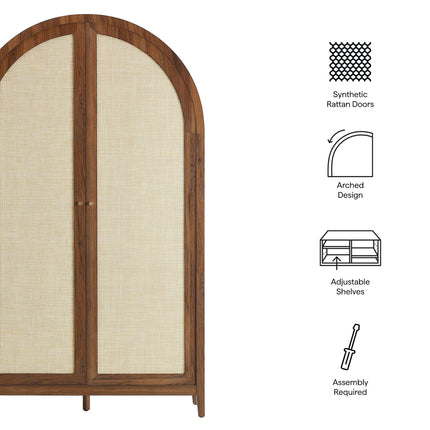 Modway EEI-7294 Calista 79" Tall Wide Rattan Arched Storage Cabinet Modway