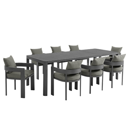 Modway EEI-7295 Tahoe 9-Piece Outdoor Patio Aluminum Dining Set With Extendable Table - Plaza Home Decor