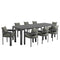 Modway EEI-7295 Tahoe 9-Piece Outdoor Patio Aluminum Dining Set With Extendable Table - Plaza Home Decor