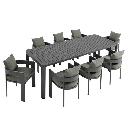 Modway EEI-7295 Tahoe 9-Piece Outdoor Patio Aluminum Dining Set With Extendable Table - Plaza Home Decor