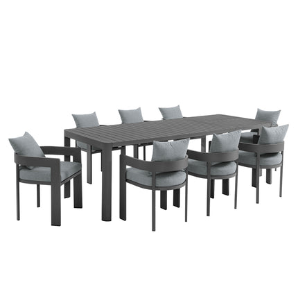 Modway EEI-7295 Tahoe 9-Piece Outdoor Patio Aluminum Dining Set With Extendable Table - Plaza Home Decor
