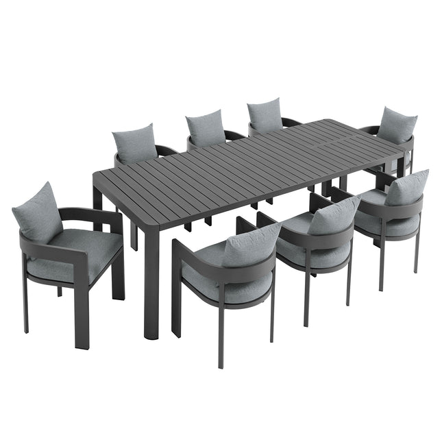 Modway EEI-7295 Tahoe 9-Piece Outdoor Patio Aluminum Dining Set With Extendable Table - Plaza Home Decor