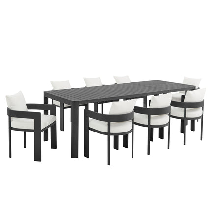 Modway EEI-7295 Tahoe 9-Piece Outdoor Patio Aluminum Dining Set With Extendable Table - Plaza Home Decor