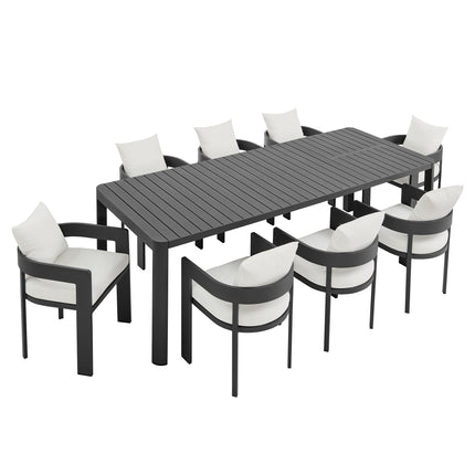 Modway EEI-7295 Tahoe 9-Piece Outdoor Patio Aluminum Dining Set With Extendable Table - Plaza Home Decor