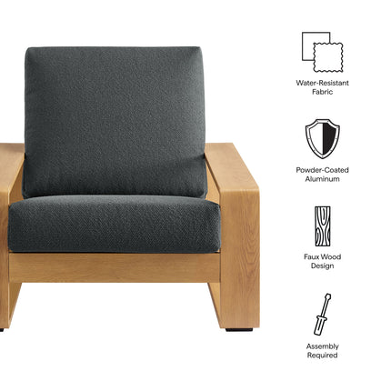 Modway EEI-7296 Lirienne Outdoor Patio Aluminum Faux Wood Armchair Modway