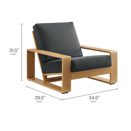 Modway EEI-7309 Lirienne 4-Piece Outdoor Patio Aluminum Faux Wood Furniture Set Modway