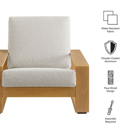 Modway EEI-7296 Lirienne Outdoor Patio Aluminum Faux Wood Armchair Modway