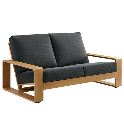 Modway EEI-7297 Lirienne Outdoor Patio Aluminum Faux Wood Loveseat Modway