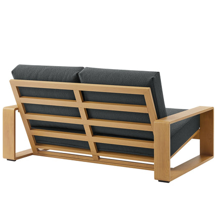 Modway EEI-7297 Lirienne Outdoor Patio Aluminum Faux Wood Loveseat Modway