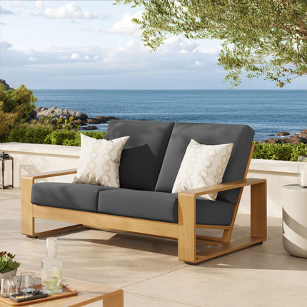 Modway EEI-7297 Lirienne Outdoor Patio Aluminum Faux Wood Loveseat Modway