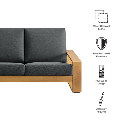 Modway EEI-7297 Lirienne Outdoor Patio Aluminum Faux Wood Loveseat Modway