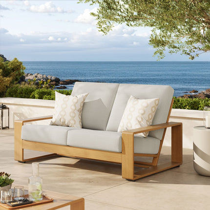 Modway EEI-7297 Lirienne Outdoor Patio Aluminum Faux Wood Loveseat Modway