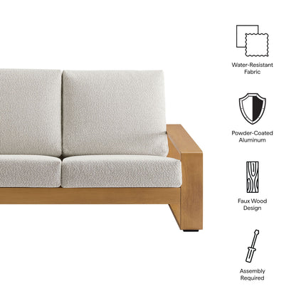 Modway EEI-7297 Lirienne Outdoor Patio Aluminum Faux Wood Loveseat Modway