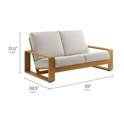 Modway EEI-7297 Lirienne Outdoor Patio Aluminum Faux Wood Loveseat Modway