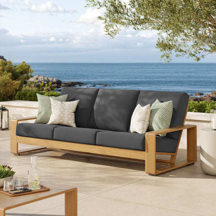 Modway EEI-7298 Lirienne Outdoor Patio Aluminum Faux Wood Sofa Modway